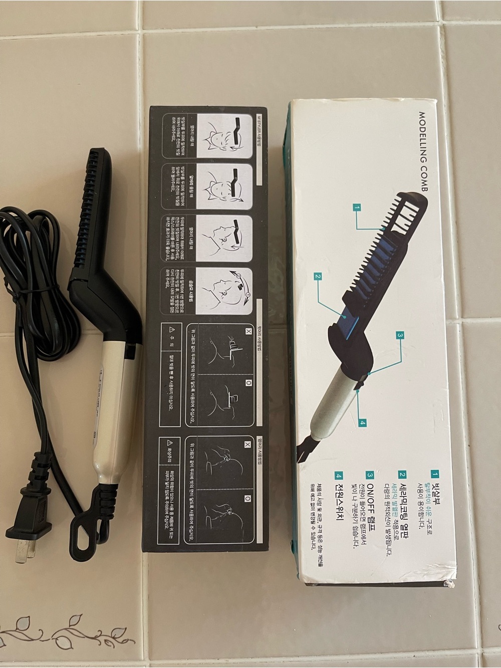 White and Black Hair Styling Comb Straightener  (New) but the Box Deform